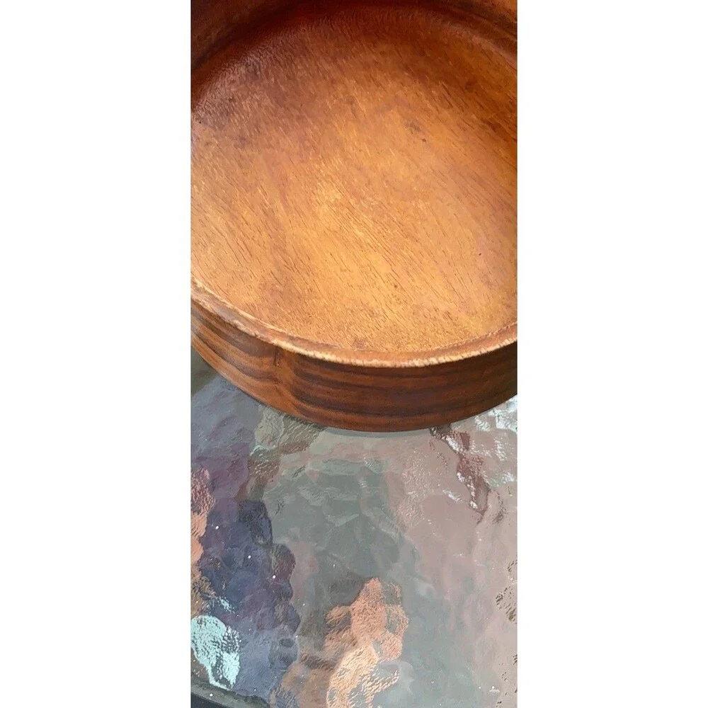 Vintage Mid-Century Modern Hand-Turned Wooden Family Salad Bowl 9”